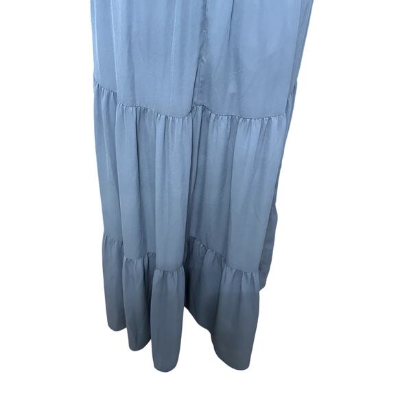 WAYF Talia Tiered Maxi Dress Strapless Smocked Stretchable Bodice Blue W M NWOT - Picture 7 of 9